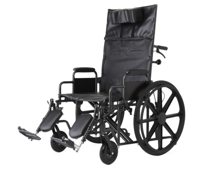 24 Inch Reclining Wheelchair with Elevating Leg Rests Q5606