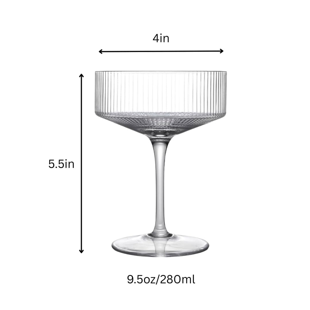 Clear Ribbed Martini Coupe Glasses Set of 2 N23486