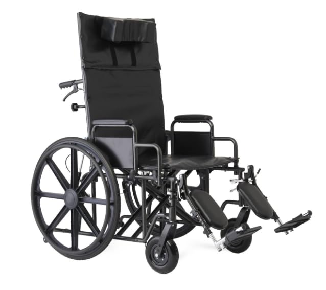 24 Inch Reclining Wheelchair with Elevating Leg Rests Q5606