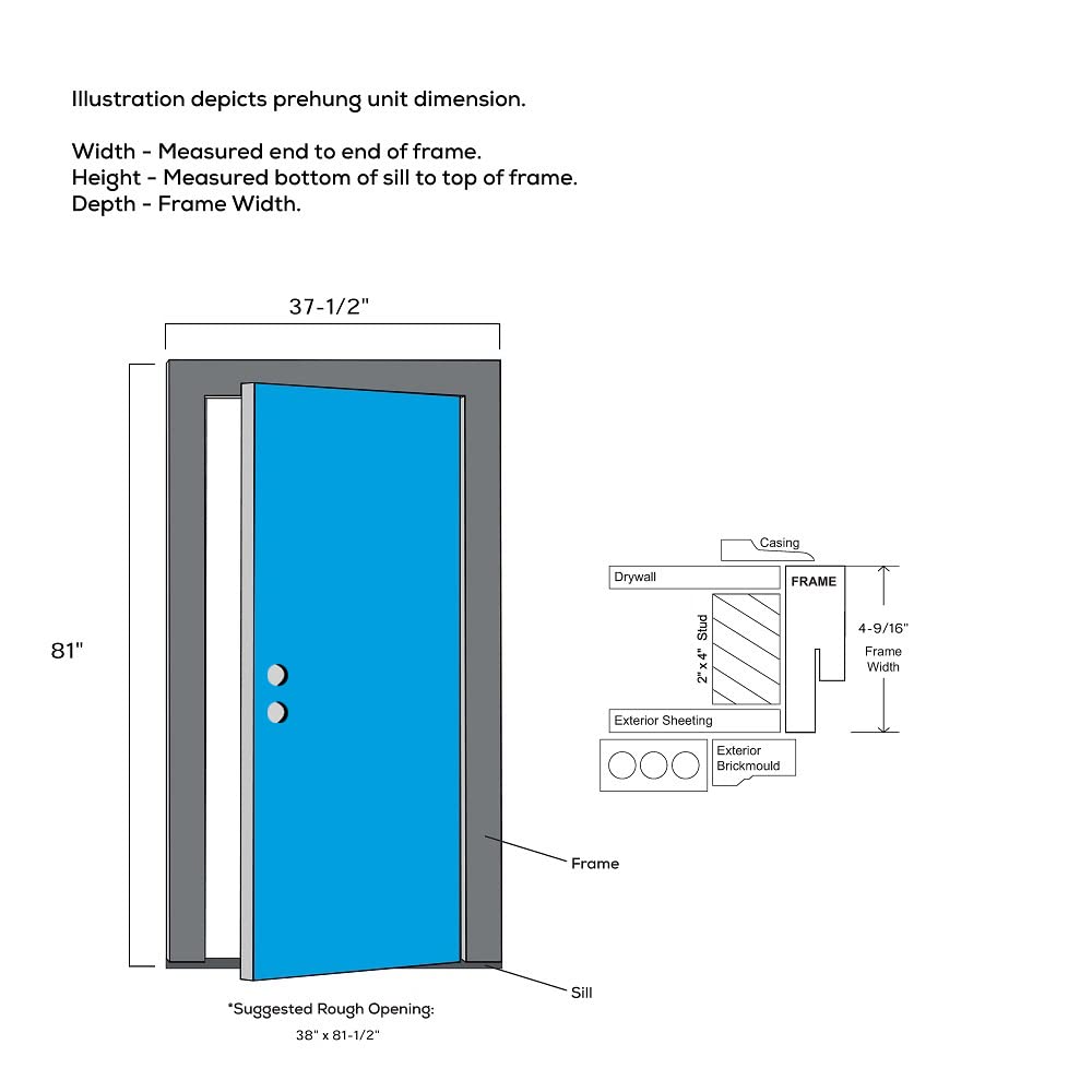 Steel Primed Left Hand Outswing Prehung Door Full Lite 36"x80" V16915