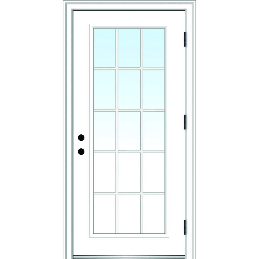 Steel Primed Left Hand Outswing Prehung Door Full Lite 36"x80" V16915