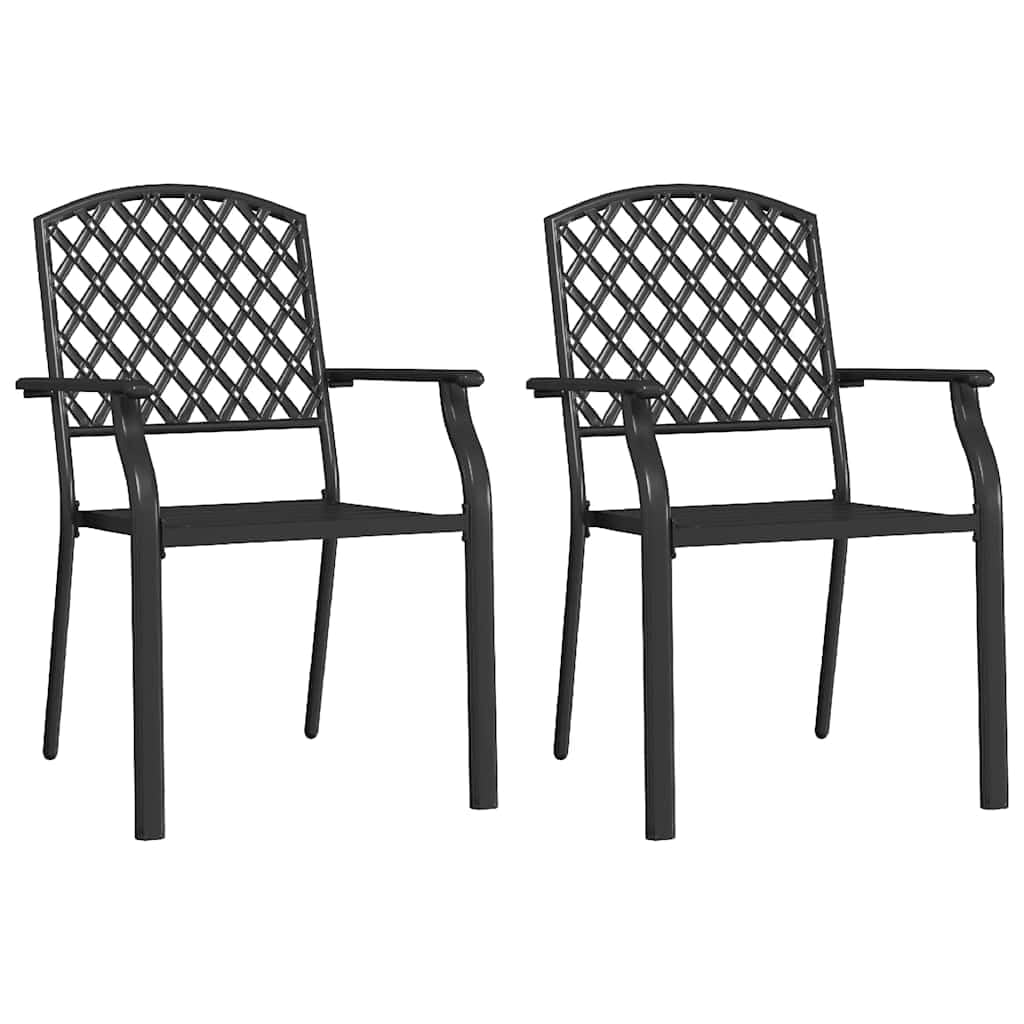 Anthracite Metal Stacking Outdoor Chairs Set of 2 C18729