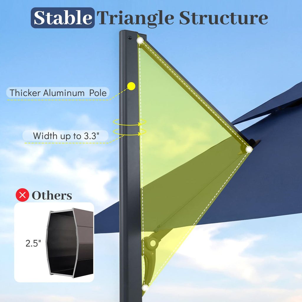 10 FT Navy Blue Cantilever Patio Umbrella T369