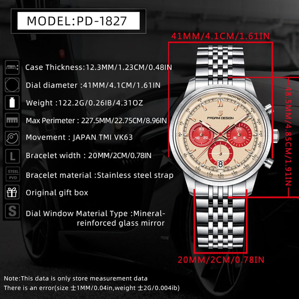 41MM Stainless Steel Chronograph Watch I3129