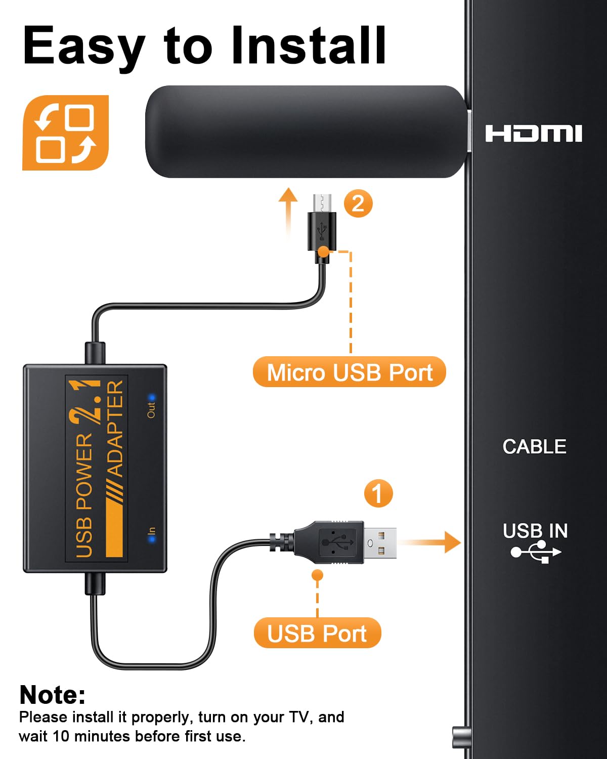USB Power Cable Adapter for Fire TV Stick W7857