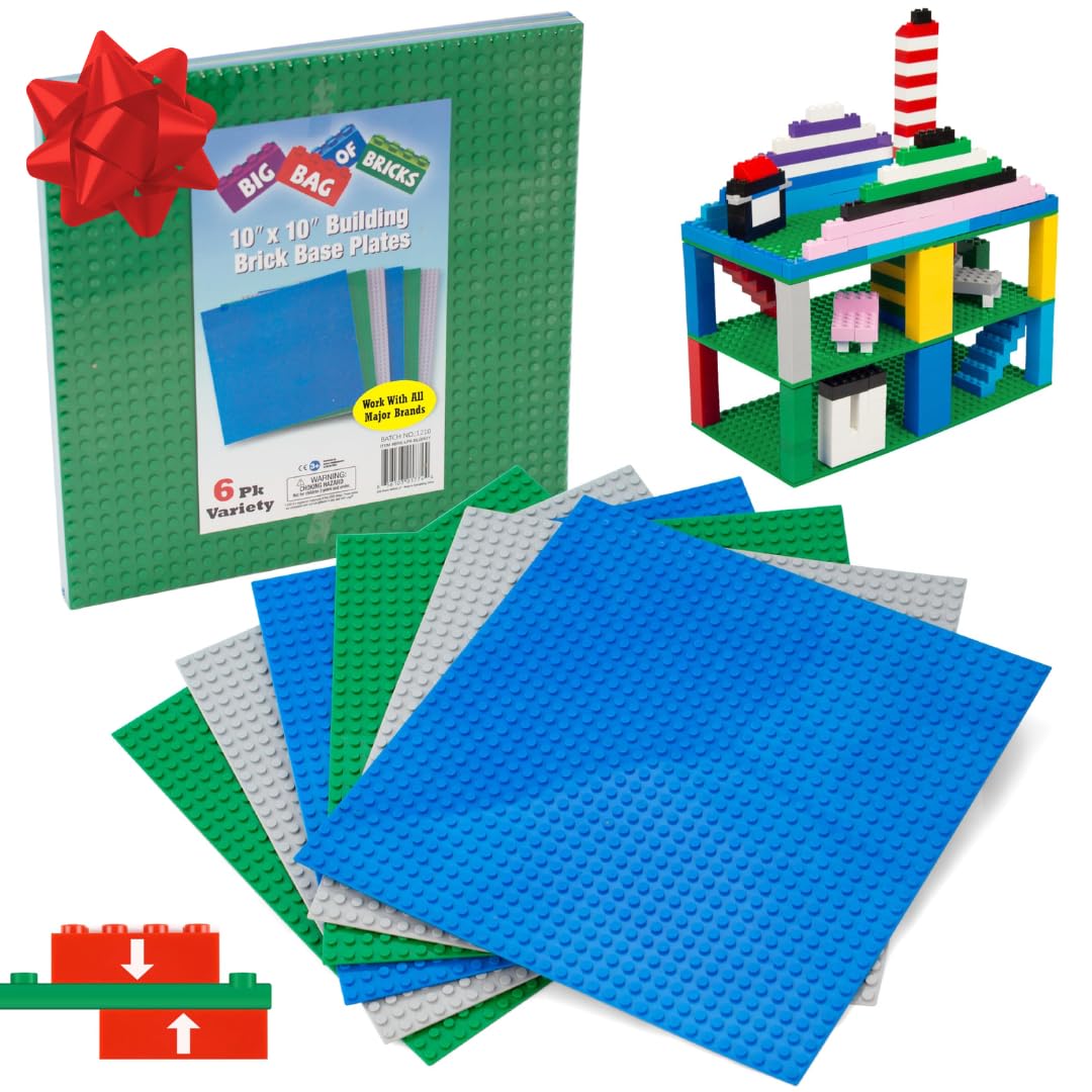 Green Blue White 10x10" Building Bricks Baseplates 4 Pack S334