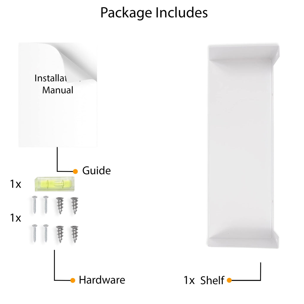 White Metal U Shape Wall Mountable Bookshelf M745020