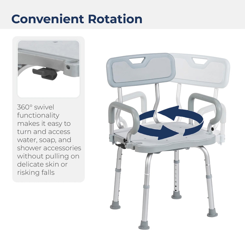 Gray Swivel Shower Chair with Arms and Back Z867467