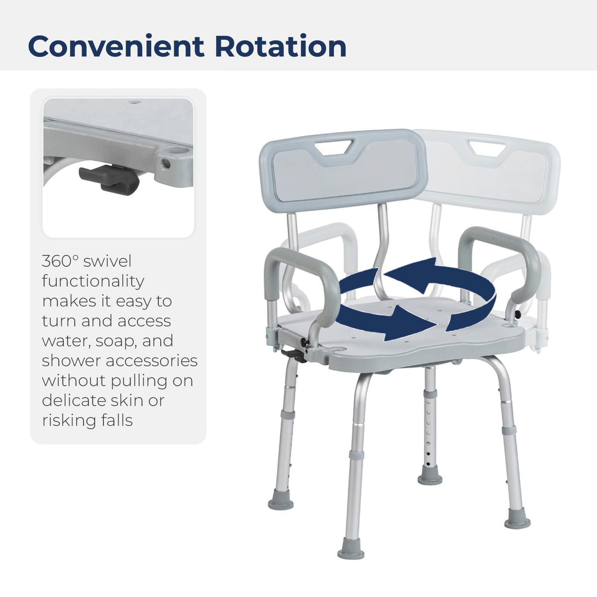 Gray Swivel Shower Chair with Arms and Back Z867467