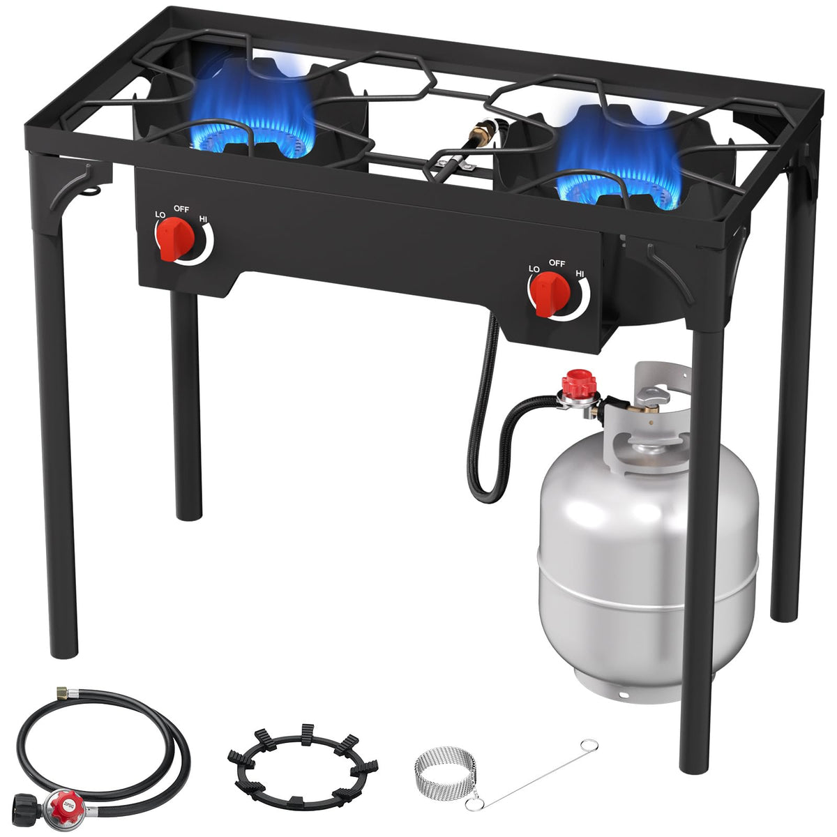 2 Burner High Pressure Propane Camping Stove with Detachable Legs N46561