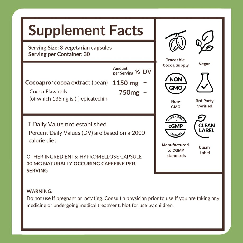 750mg Cocoa Flavanols Vegan Gluten-Free Cocoa S331