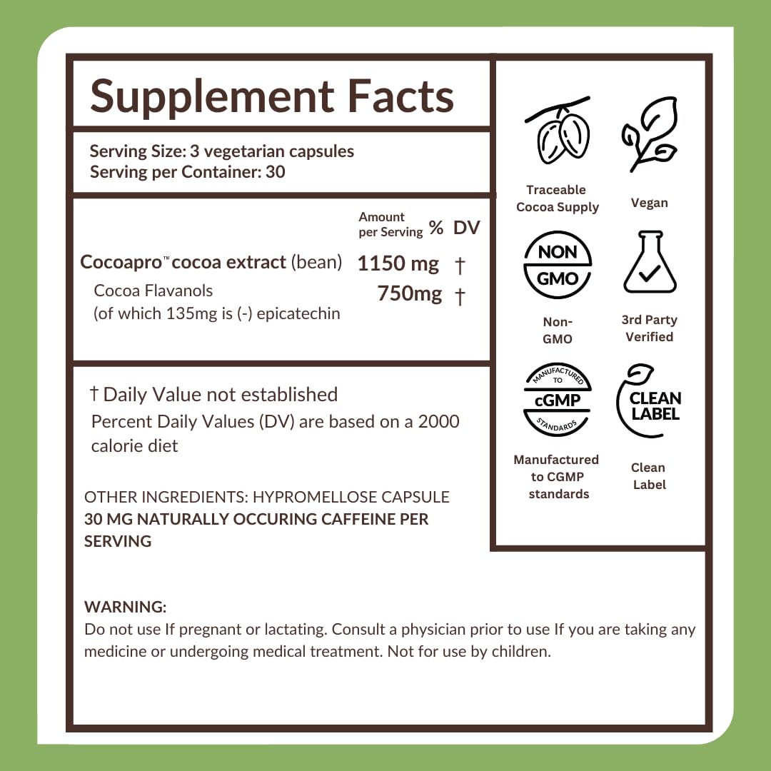 750mg Cocoa Flavanols Vegan Gluten-Free Cocoa S331
