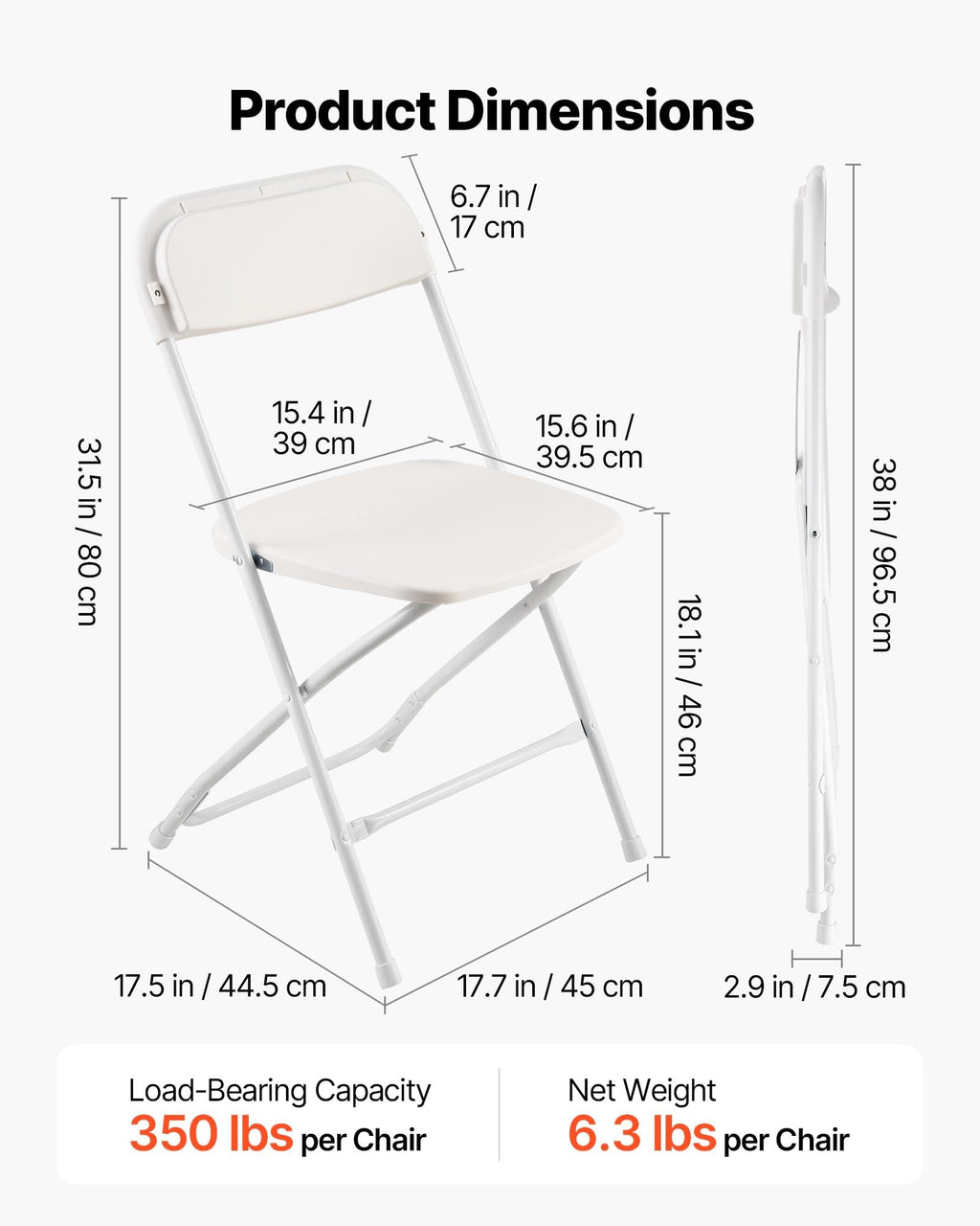 4 Pack Folding Plastic Chairs with Metal Frame Y18227