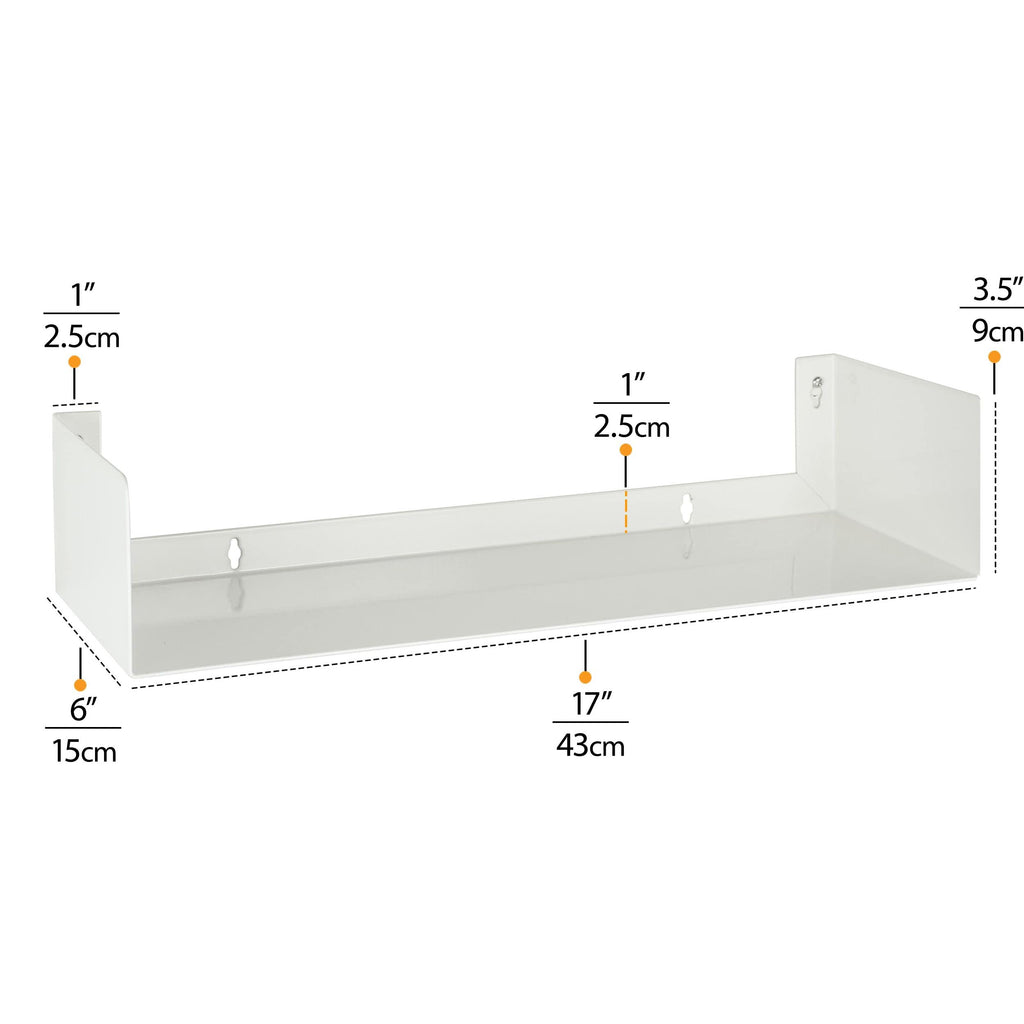 White Metal U Shape Wall Mountable Bookshelf M745020