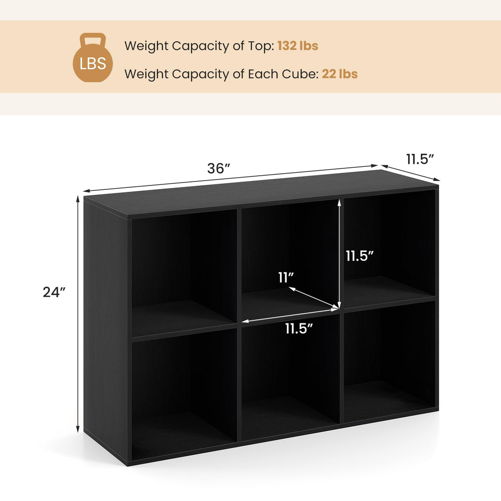 Black 6-Cube 3-Tier Bookcase H7459