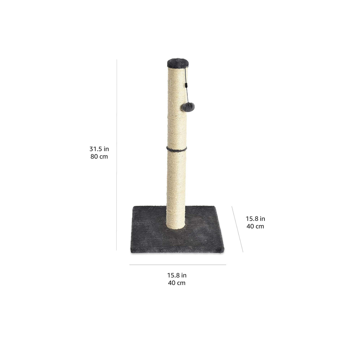 Cat Scratching Post with Dangling Ball Toy, Grey P3919