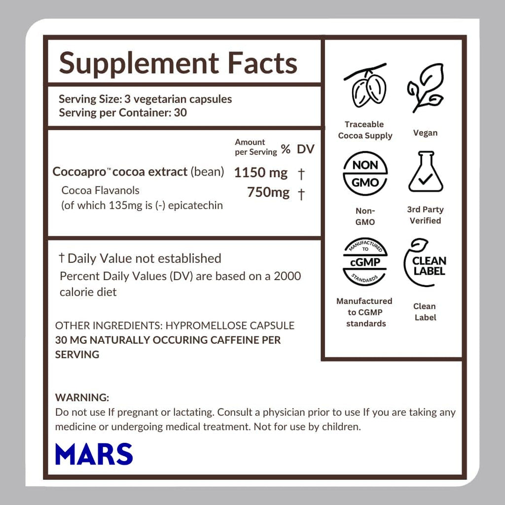 750mg Cocoa Flavanols Vegan Gluten-Free Cocoa S331
