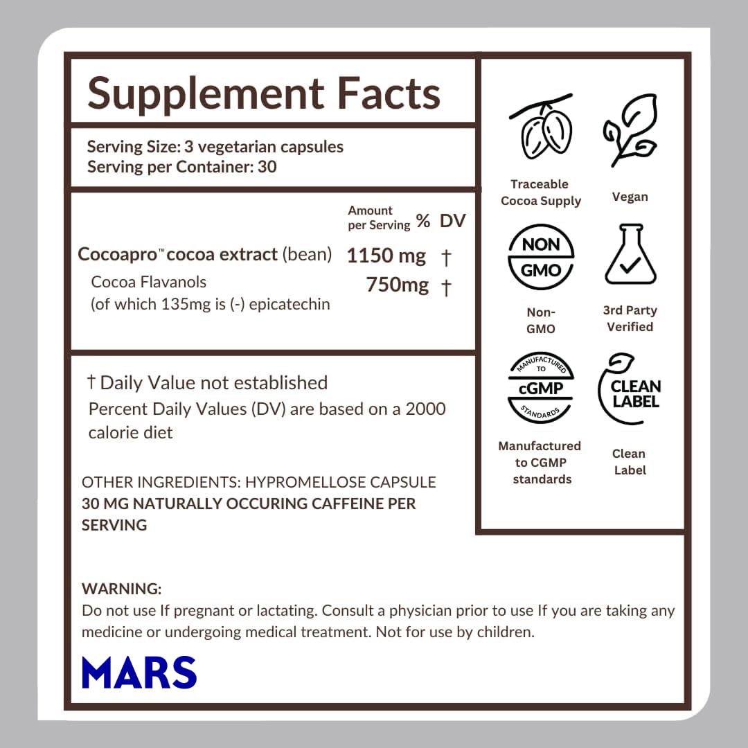 750mg Cocoa Flavanols Vegan Gluten-Free Cocoa S331