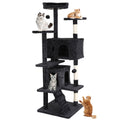 70 Inches Multi-Level Cat Tree with Litter Box Enclosure Dark Gray D73256