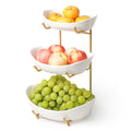 3 Tier White Ceramic Fruit Bowl Q4137