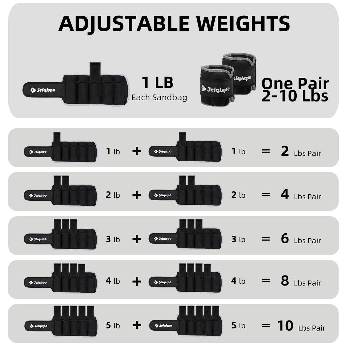 Adjustable Ankle Weights 1 Pair Removable Weight Y952