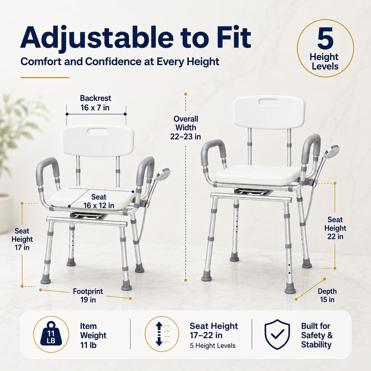 Adjustable Swivel Shower Chair Q270