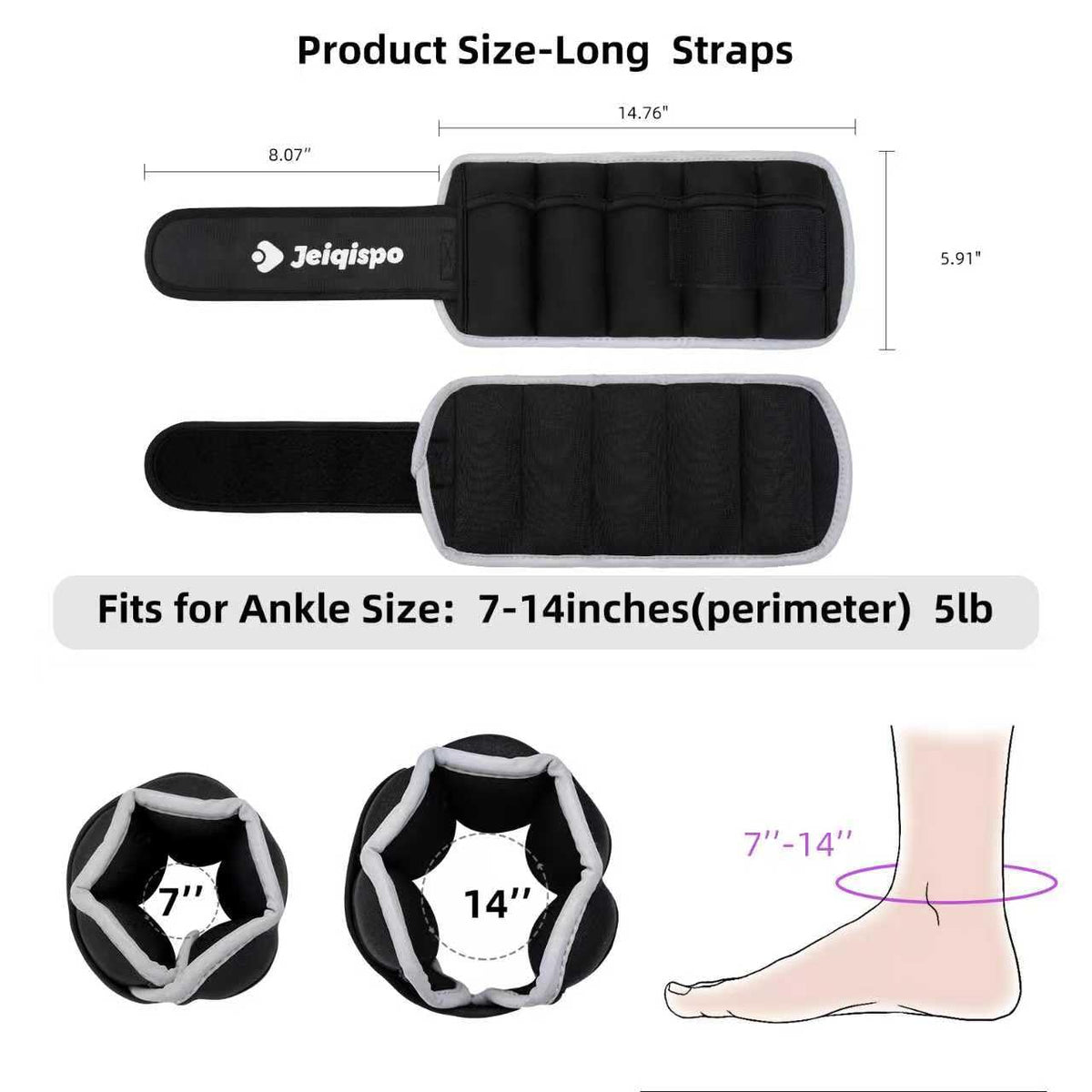 Adjustable Ankle Weights 1 Pair Removable Weight Y952