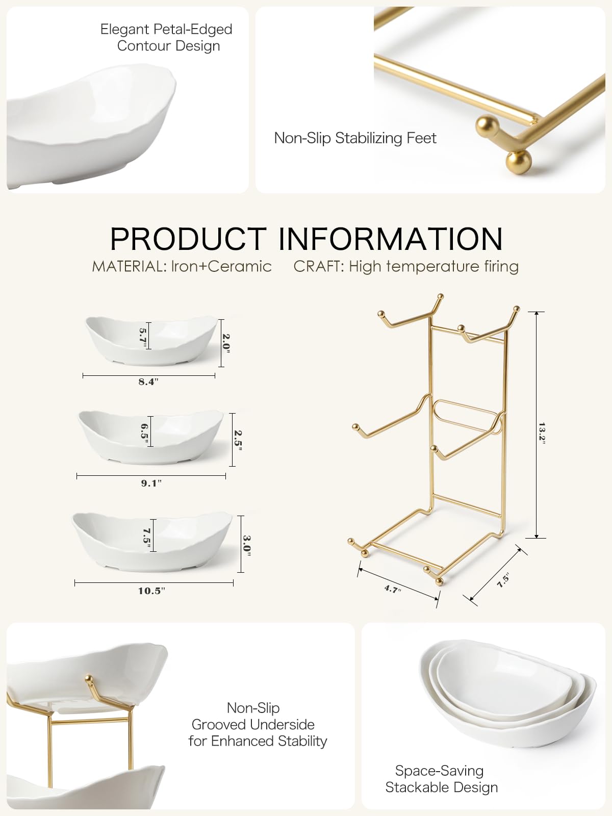 3 Tier White Ceramic Fruit Bowl Q4137