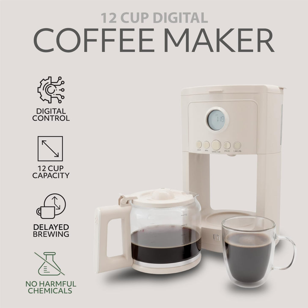 12 Cup Programmable Drip Coffee Maker with Glass Pot C758653