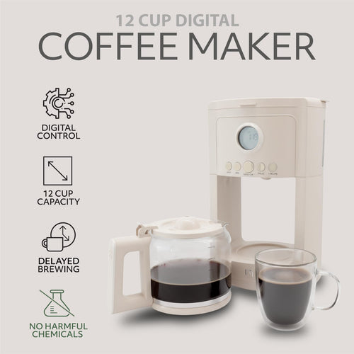 12 Cup Programmable Drip Coffee Maker with Glass Pot C758653