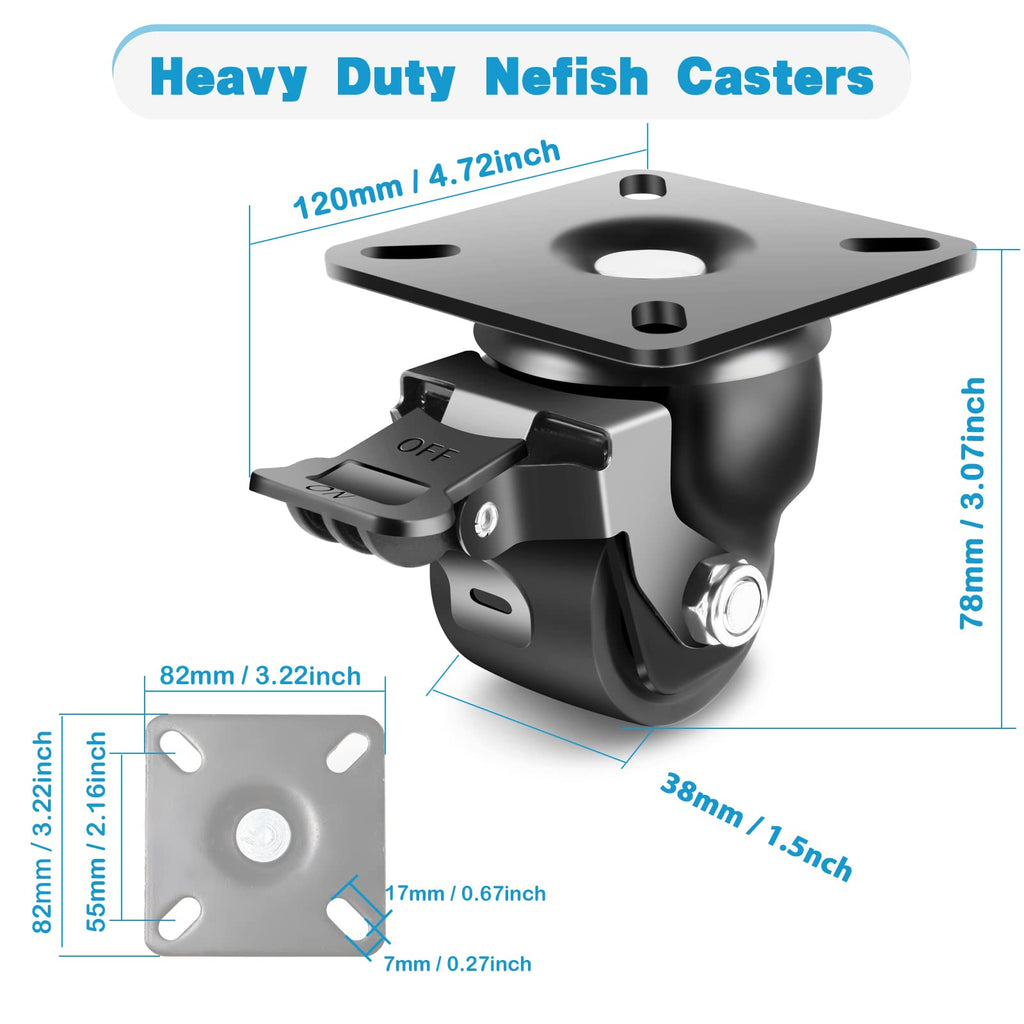 2-Inch Heavy Duty Casters Set of 4 with Brake I5420