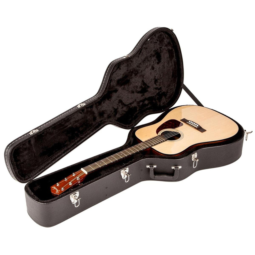 Black Flat-Top Dreadnought Acoustic Guitar Case with 1-inch Foam Padding Q209398