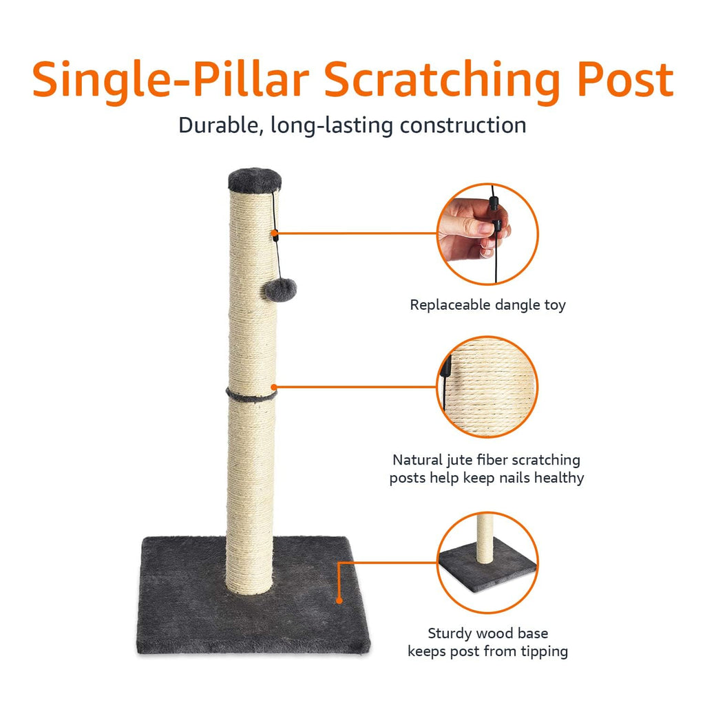Cat Scratching Post with Dangling Ball Toy, Grey P3919