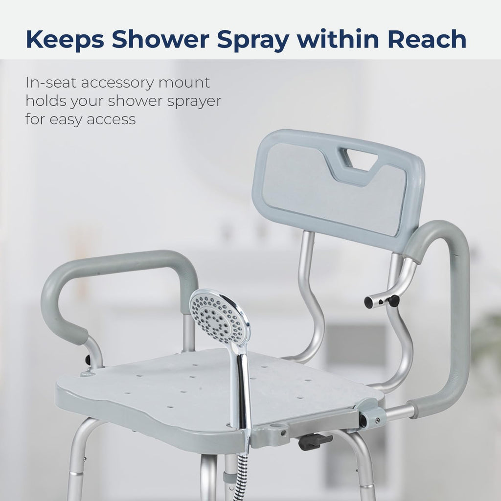 Gray Swivel Shower Chair with Arms and Back Z867467