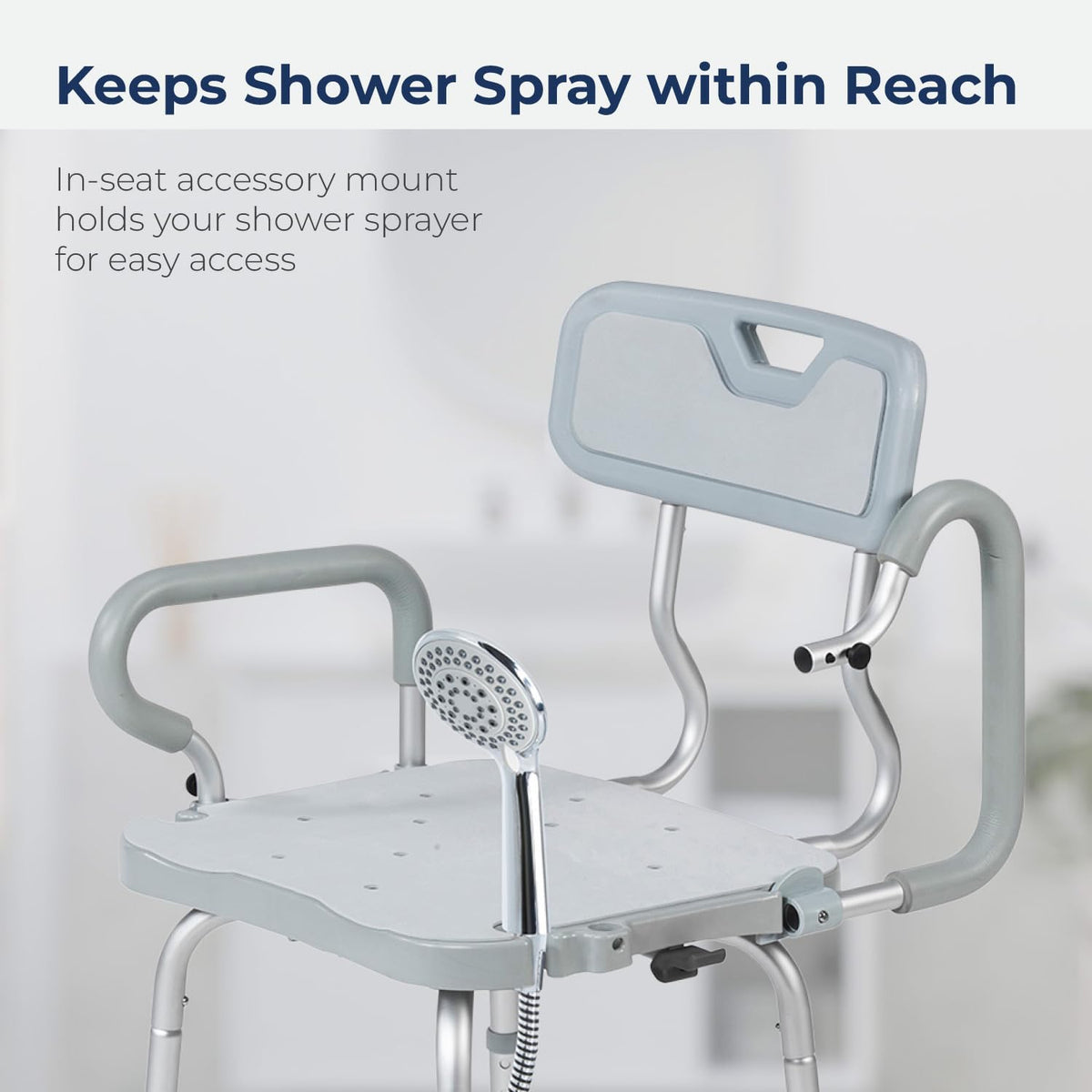 Gray Swivel Shower Chair with Arms and Back Z867467