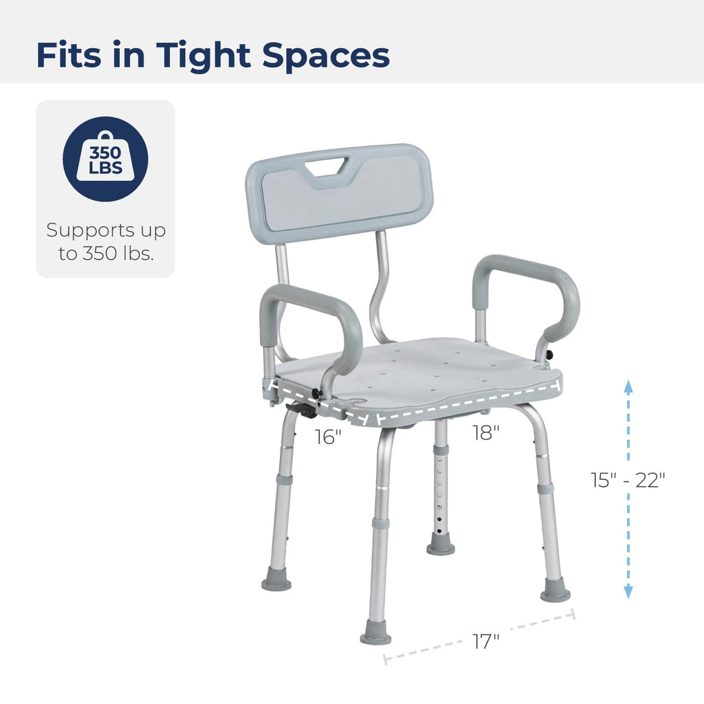 Gray Swivel Shower Chair with Arms and Back Z867467