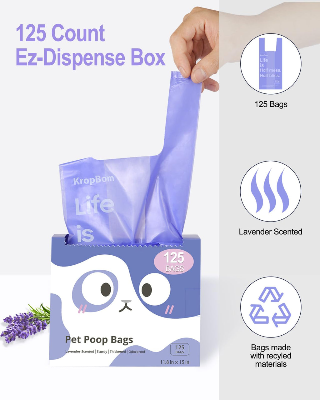 125 Count Lavender Scented Cat Litter Bags with Handles T791969