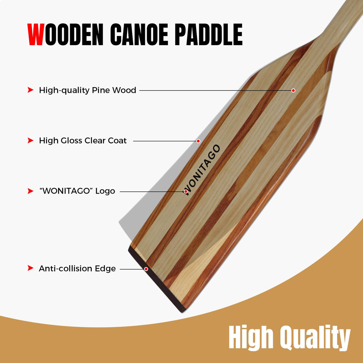 Wooden Canoe Paddle with Palm Grip Q53970