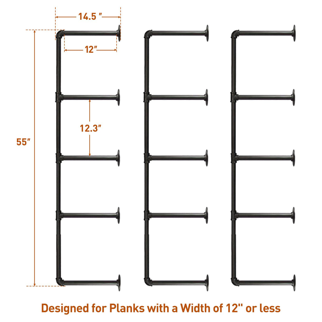 Industrial Iron Pipe 5-Tier Shelves V19836