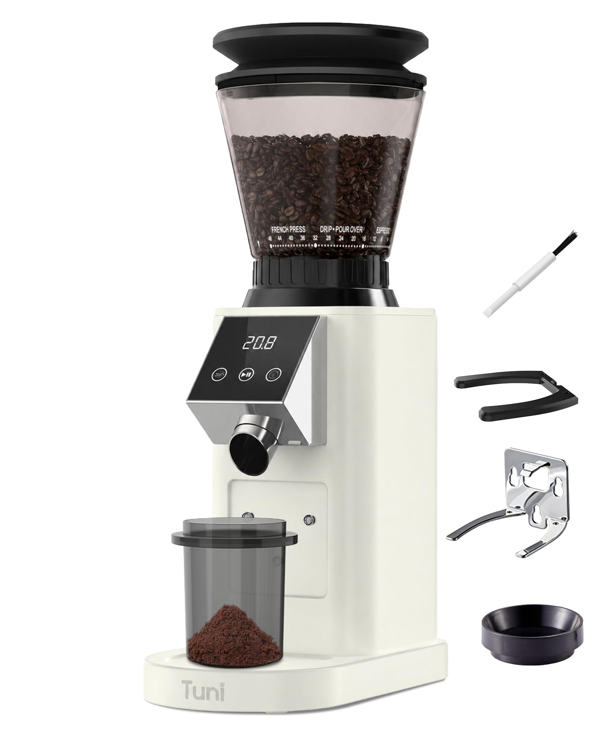 Conical Burr Coffee Grinder, 48 Grind Settings, Ivory M68820