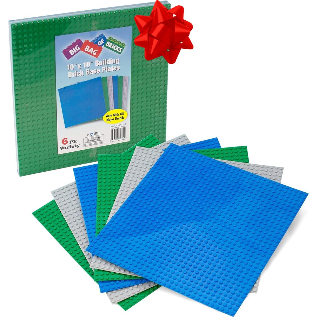 Green Blue White 10x10" Building Bricks Baseplates 4 Pack S334