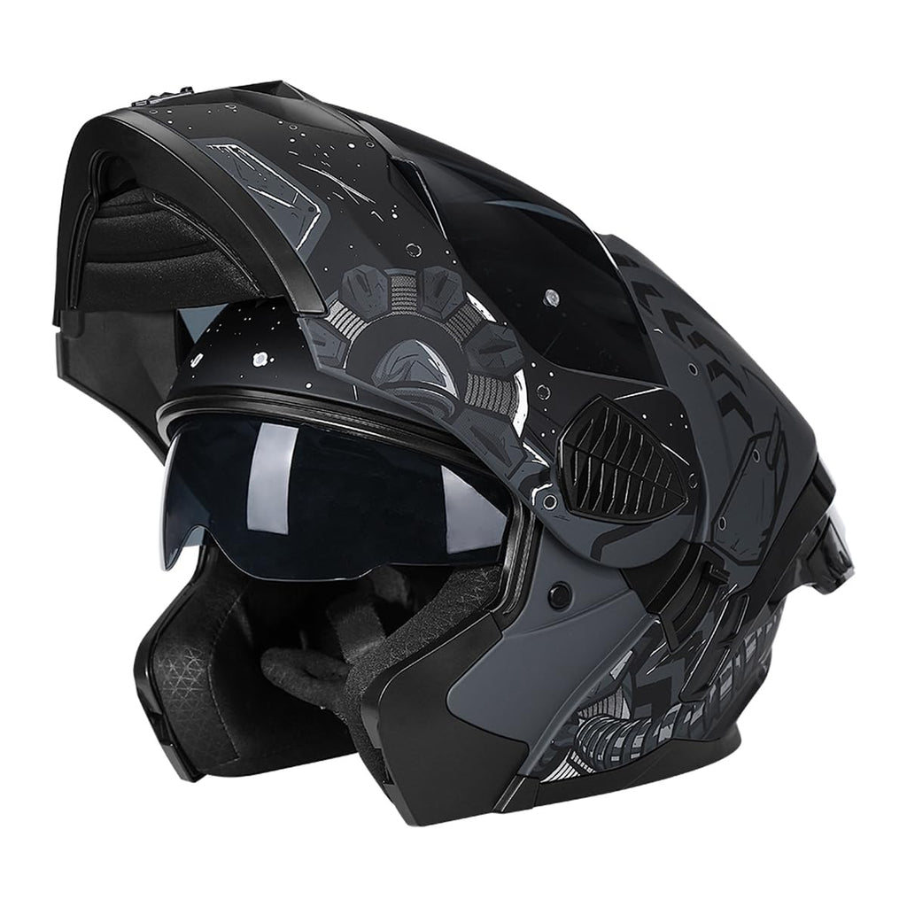 Full Face Flip Up Motorcycle Helmet Dual Visor DOT Approved A7639
