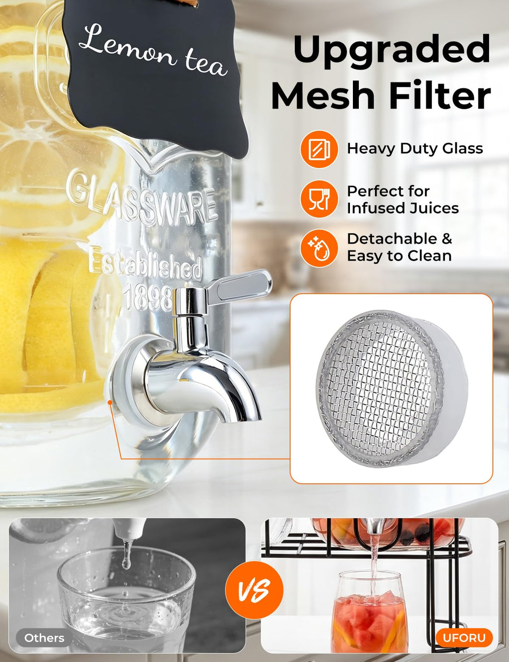 Glass Drink Dispensers 2 Pack with Stand S23450