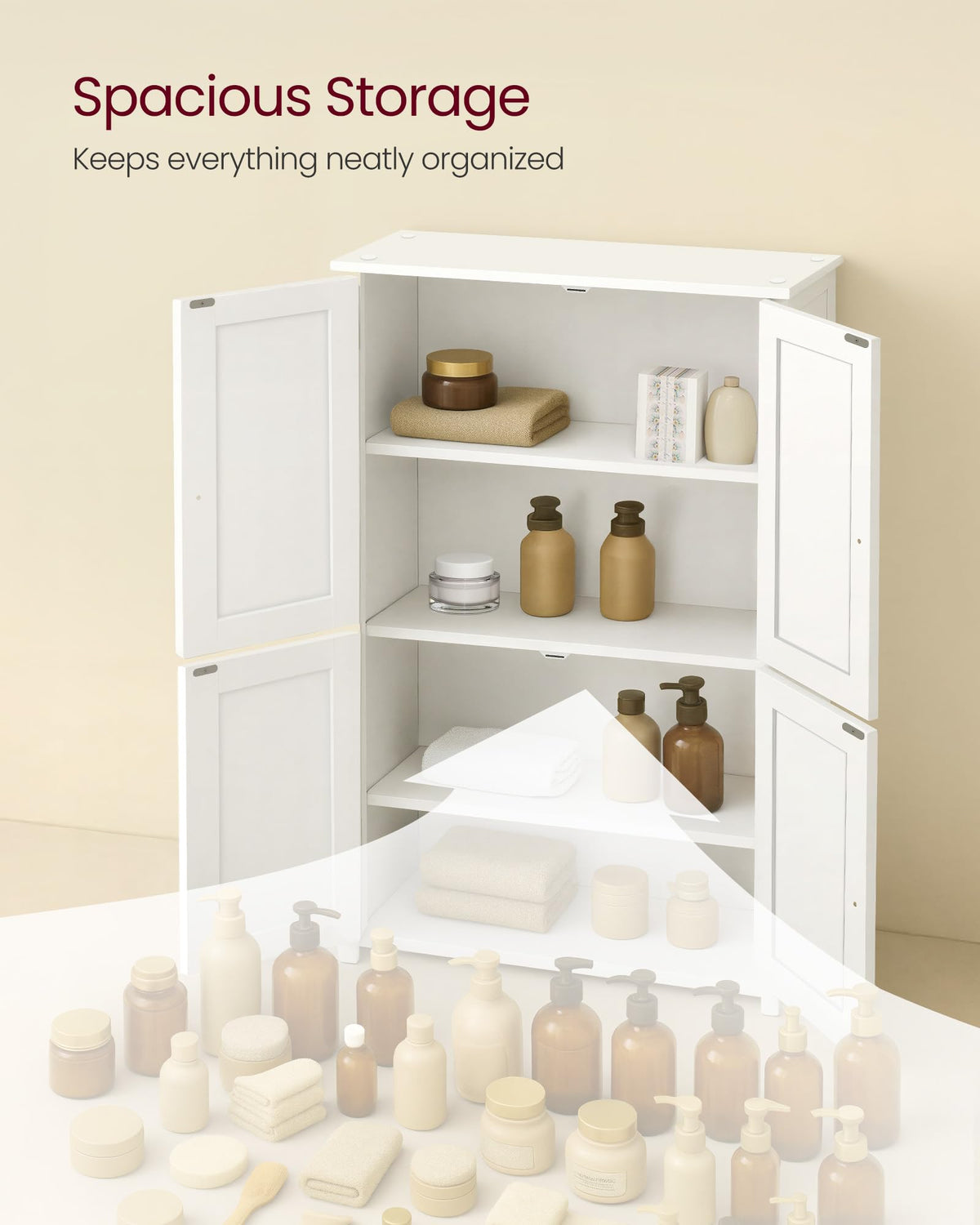 Floor Storage Cabinet with 2 Adjustable Shelves and 4 Doors G163601