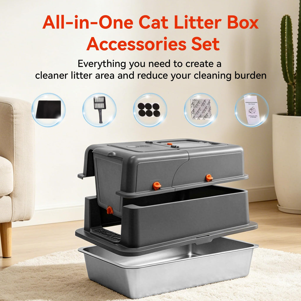 2 Pack XXXL Stainless Steel Litter Box with Lid U109