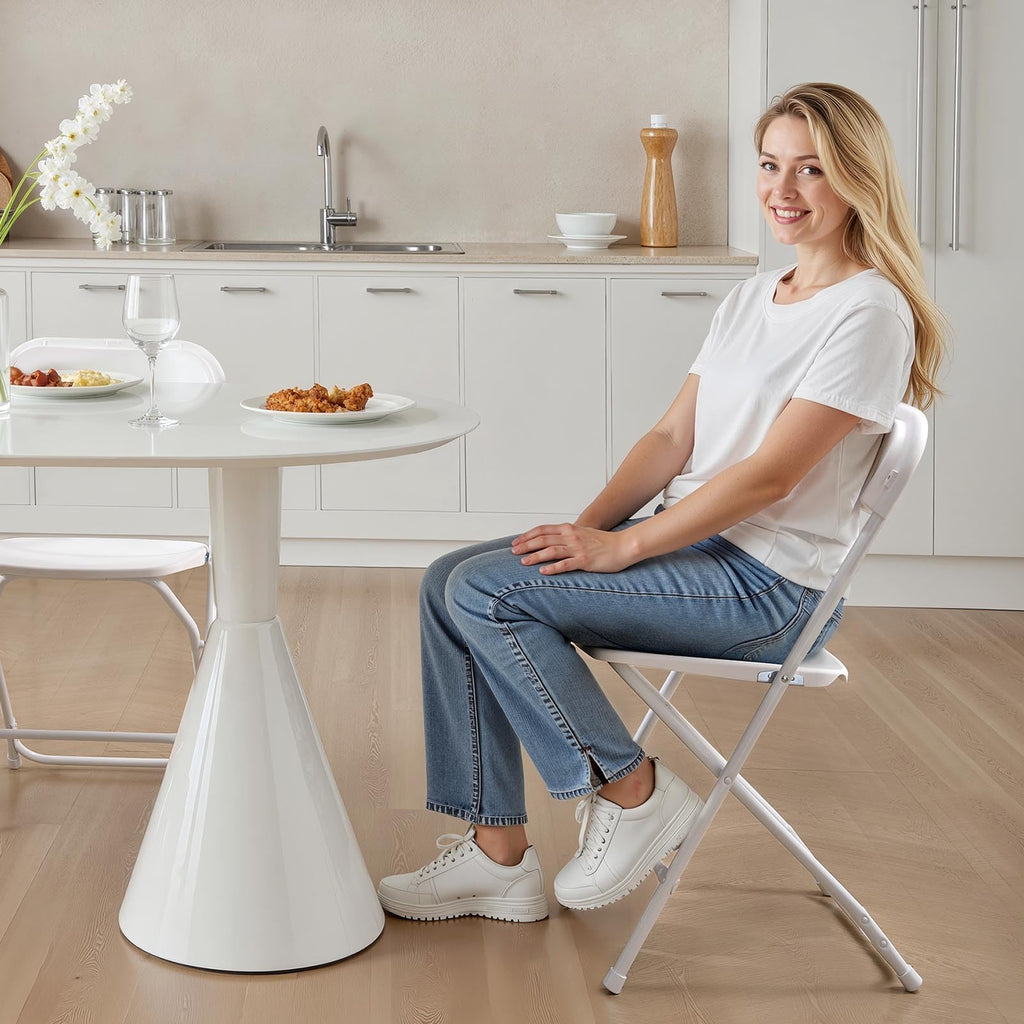 4 Pack Folding Plastic Chairs with Metal Frame Y18227