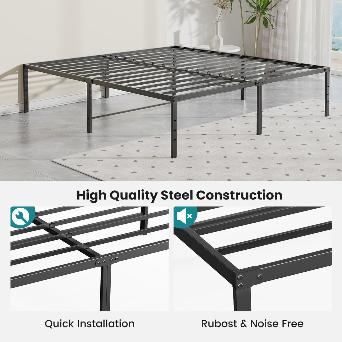 Queen Size 18 Inch Metal Platform Bed Frame Y740