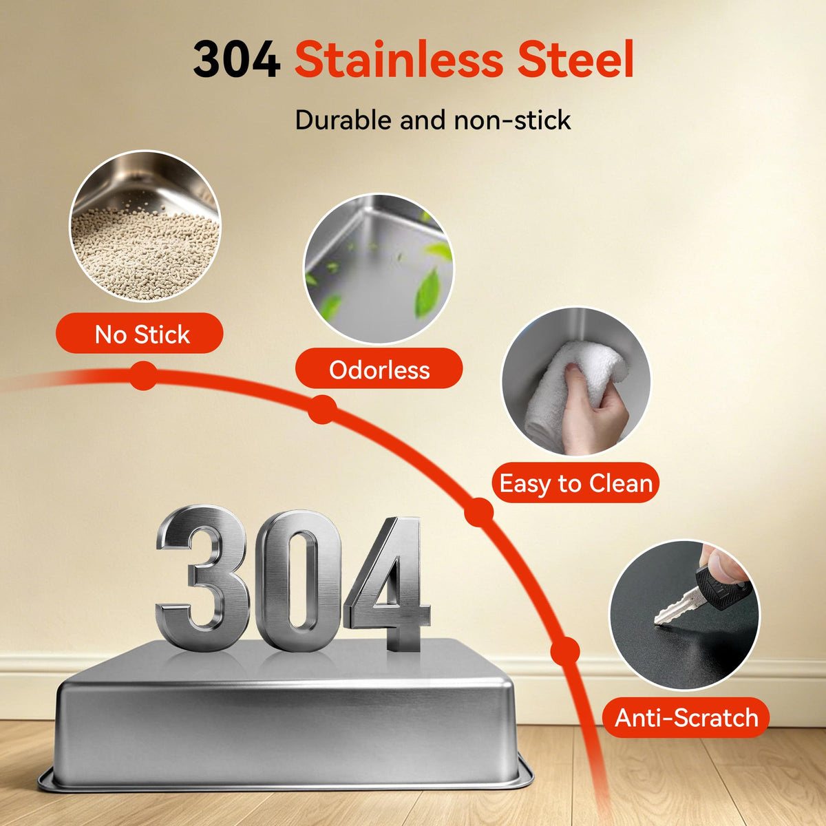 2 Pack XXXL Stainless Steel Litter Box with Lid U109