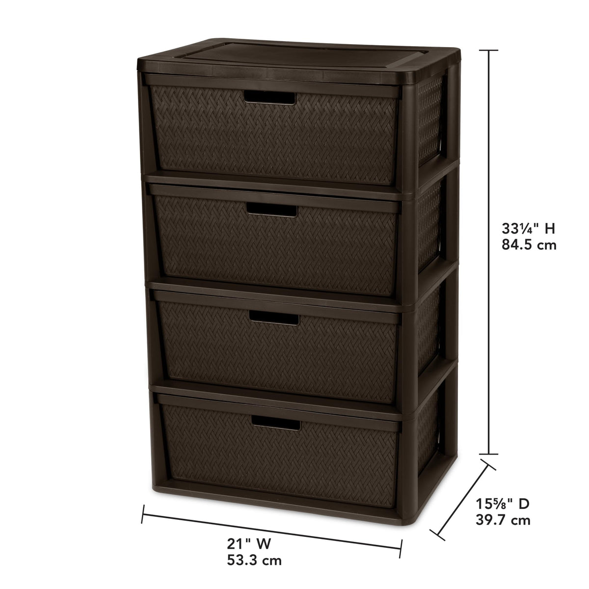 Brown 4-Drawer Storage Tower with Bins O211725