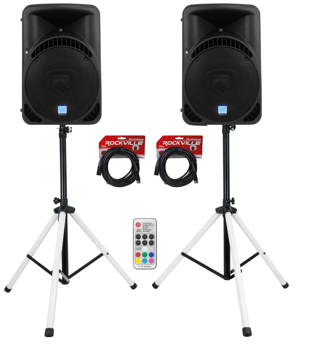 12-Inch Powered PA Speakers 2-Pack with LED Stands C573
